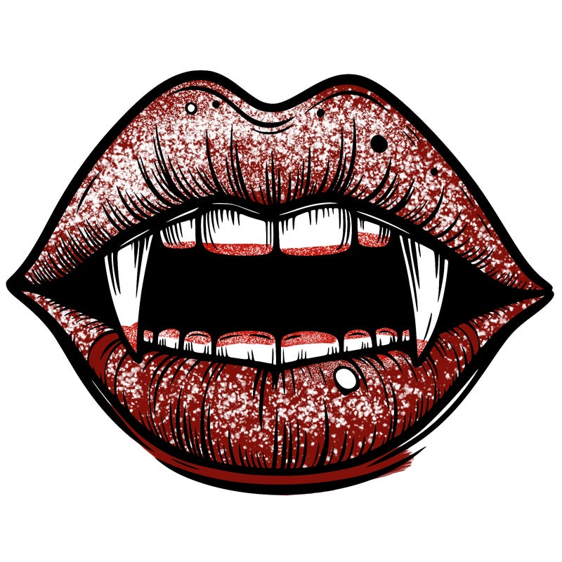 lips with vampire teeth