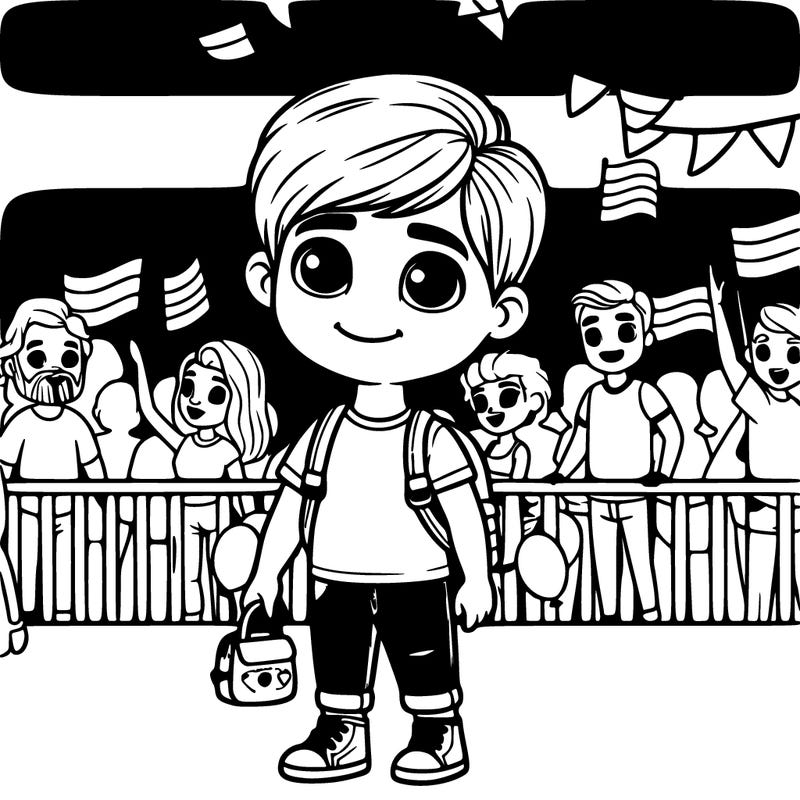little realistic boy at the pride festival