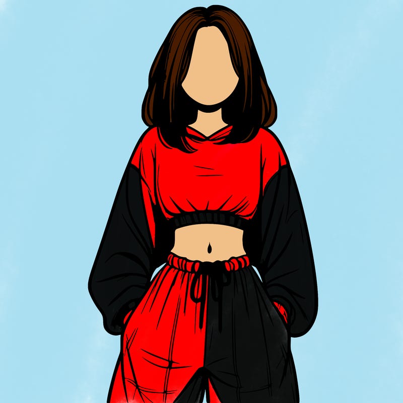 realistic girl faceless with baggy pants and a crop top