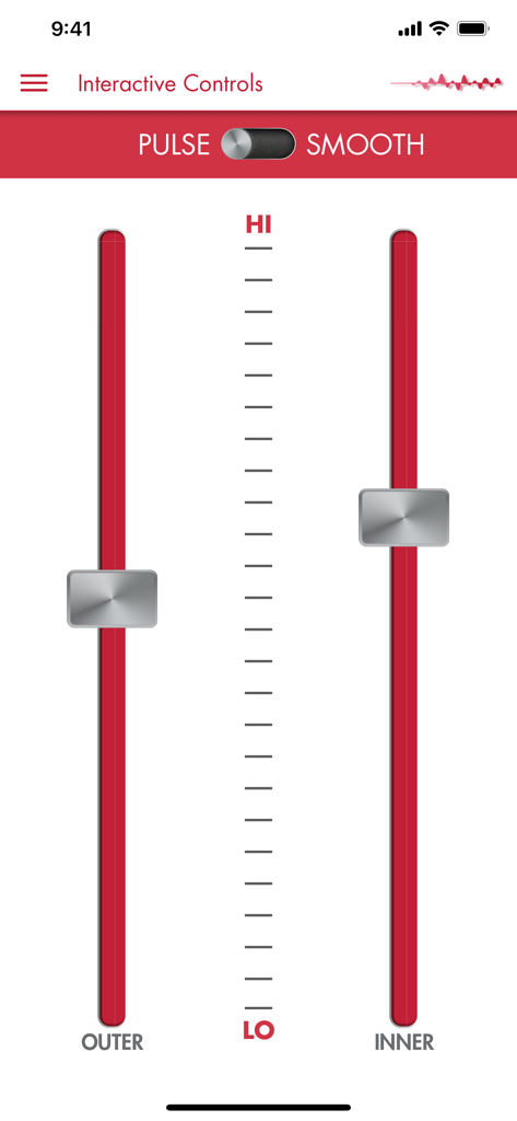 Aneros Vivi - Aneros Vivi app interface showing independent sliders for inner and outer motor control