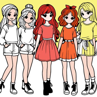 a group of five girls