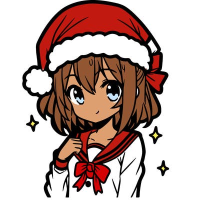 anime girl wearing a santa hat