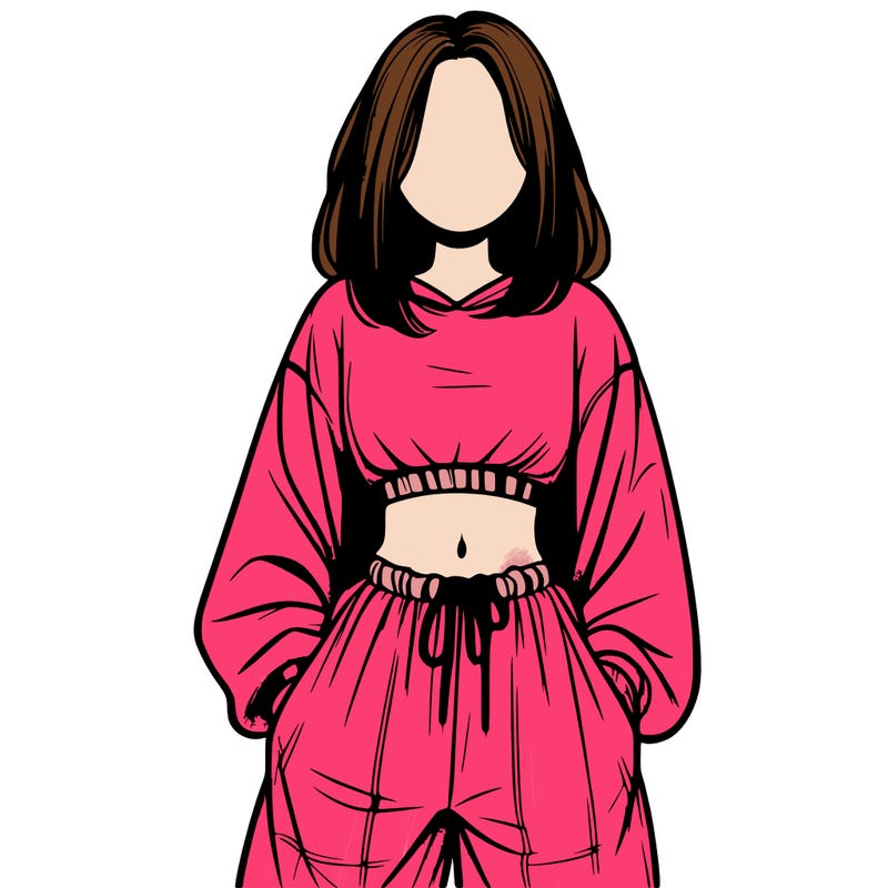 realistic girl faceless with baggy pants and a crop top
