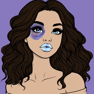 realistic girl with wavy hair and lips