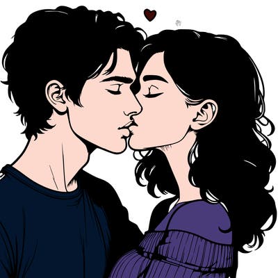 realistic couple kissing