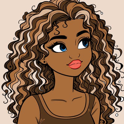 realistic girl with curly hair