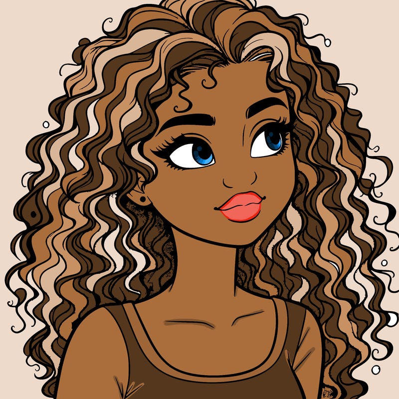 realistic girl with curly hair