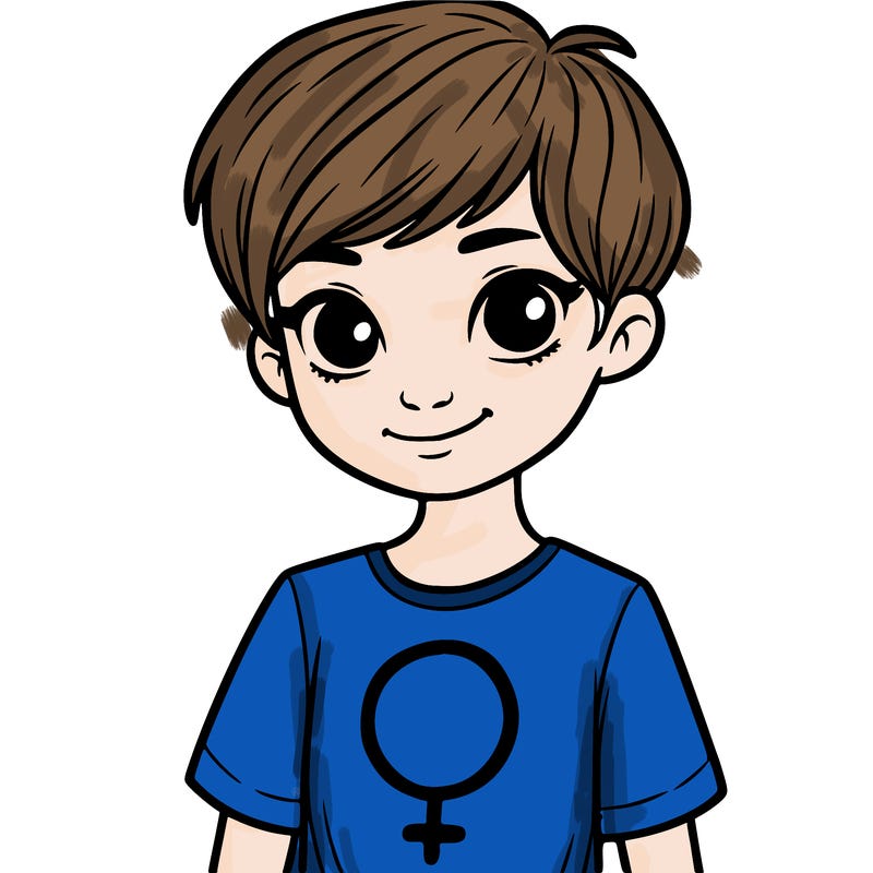 girl with pixie cut and feminist shirt