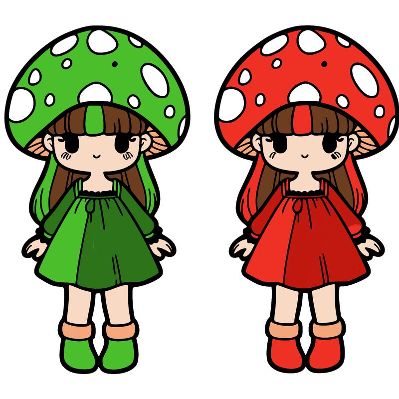 cute girl in mushroom dress