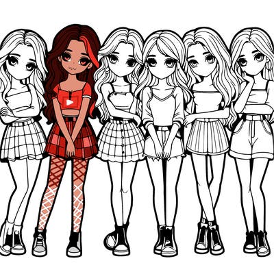 a group of girls realistic