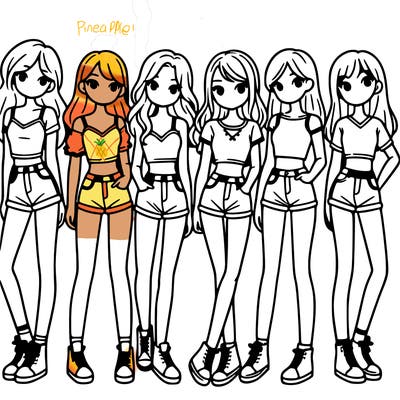 a group of girls wearing crop tops and shorts