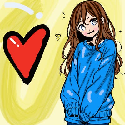 manga teen girl  in a sweater and baggy pants