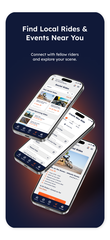 UB Leisure: Bikes Boats SxS - UB Leisure app interface showing local rides and community events