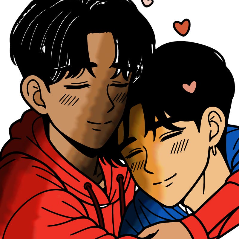 korean teen boys cuddling