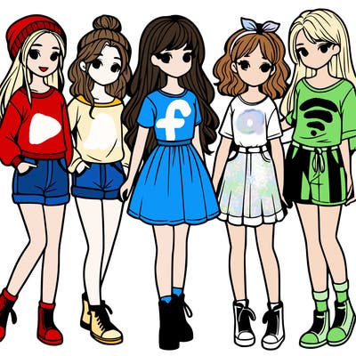 a group of five girls