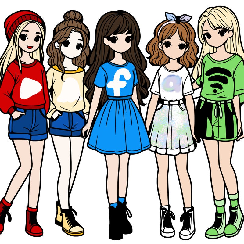 a group of five girls