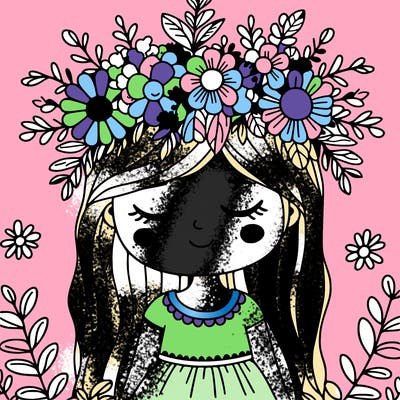 girl with flowers crown