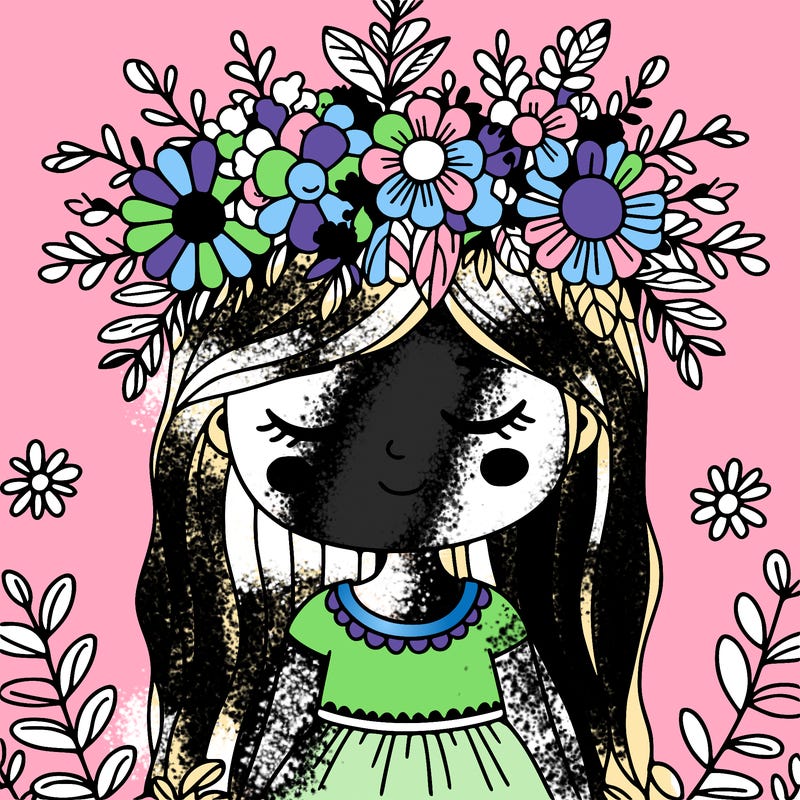 girl with flowers crown