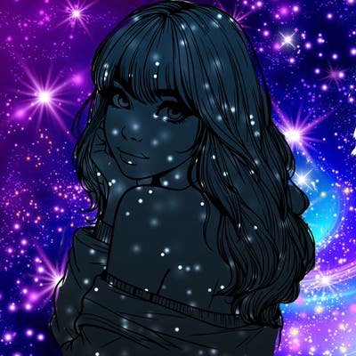 realistic girl with bangs looking over her shoulder