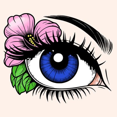 realistic eye with flower
