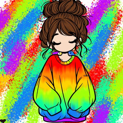 girl with baggy sweatshirt and messy bun