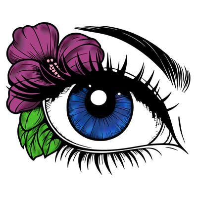 realistic eye with flower