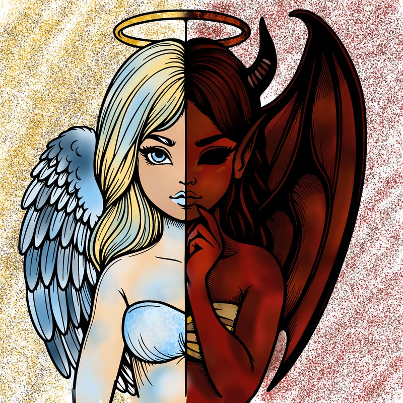 realistic angel half demon