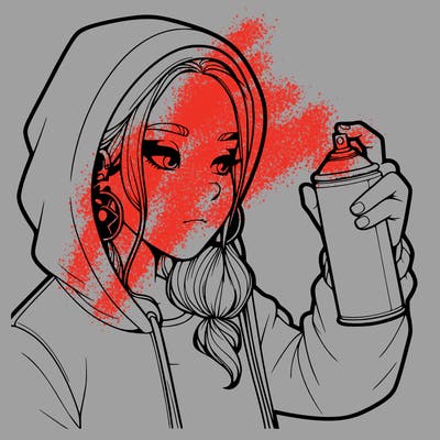 a realistic girl, spray painting