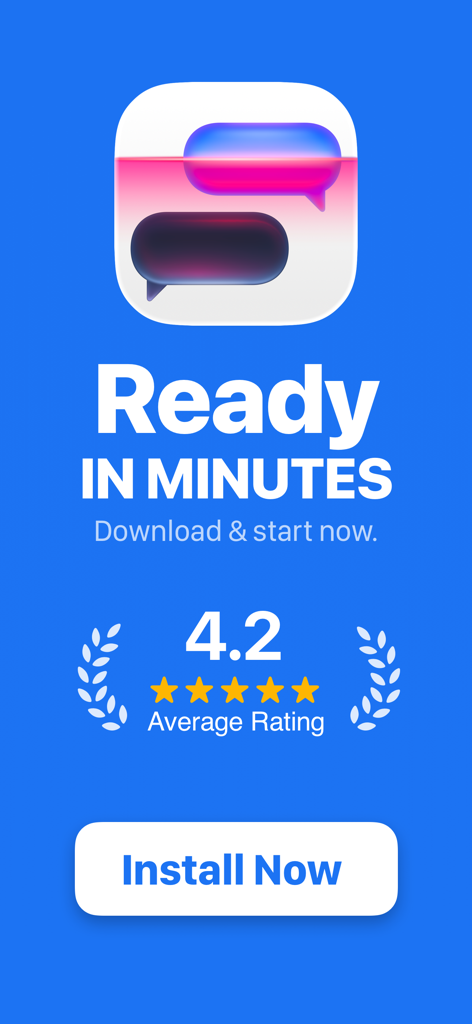 TextPort app promotional screen showing average rating of 4.2 and install now button