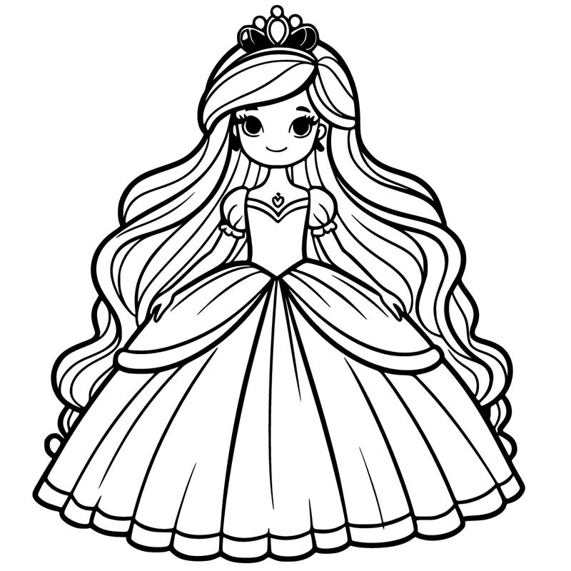 princess with long hair and a big dress
