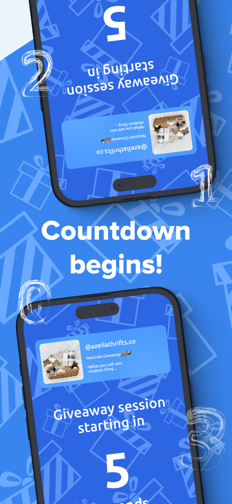Easy Giveaway Comment Picker - Mobile phone screen showing a five second countdown for an Instagram giveaway winner selection