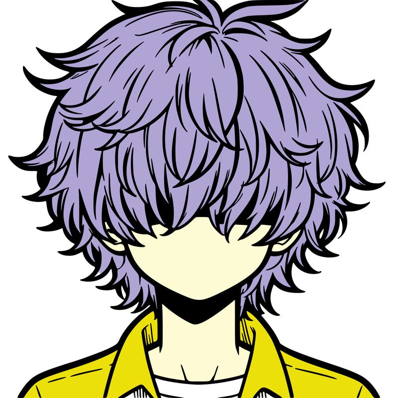 manga boy fluffy hair covering his eyes