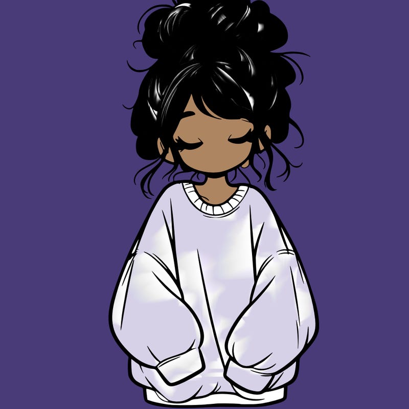 girl with baggy sweatshirt and messy bun