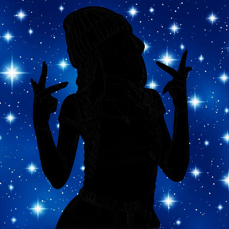 realistic teenage girl with braids and a beanie and crop top doing 🫶🏼