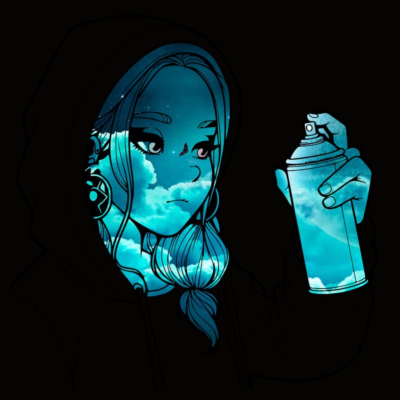 a realistic girl, spray painting