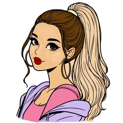 realistic girl with a high ponytail