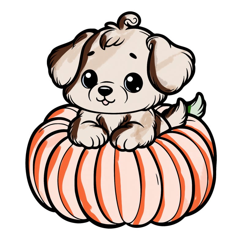 cute little puppy in a pumpkin