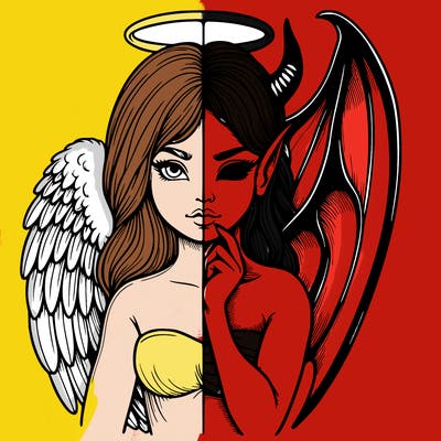 realistic angel half demon