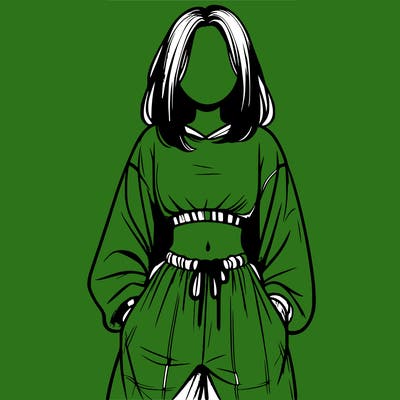 realistic girl faceless with baggy pants and a crop top
