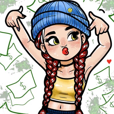 realistic teenage girl with braids and a beanie and crop top doing 🫶🏼