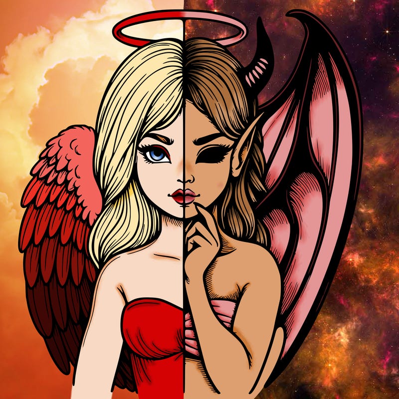 realistic angel half demon