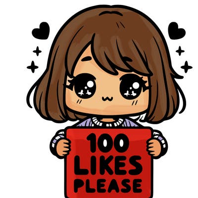 cute girl holding a sign saying 100 likes please