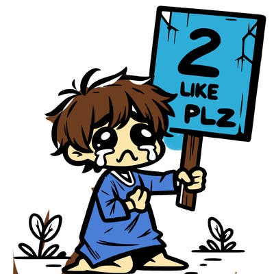 small poor toddler crying with sign that says 2 like plz