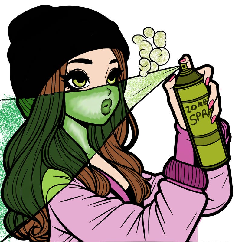 realistic girl spray painting