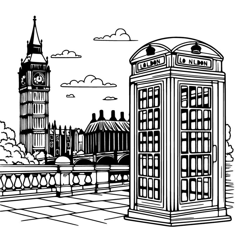 the view on the big ben in london from phone booth