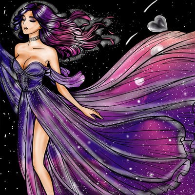 realistic woman in dress flowing the the wind