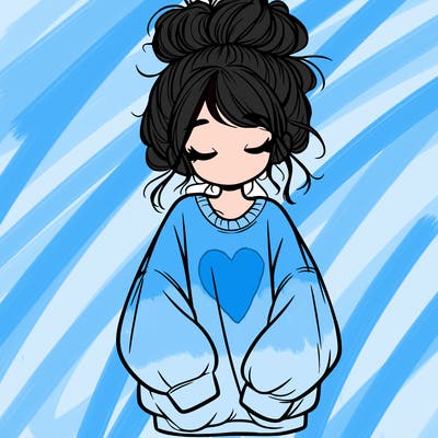 girl with baggy sweatshirt and messy bun