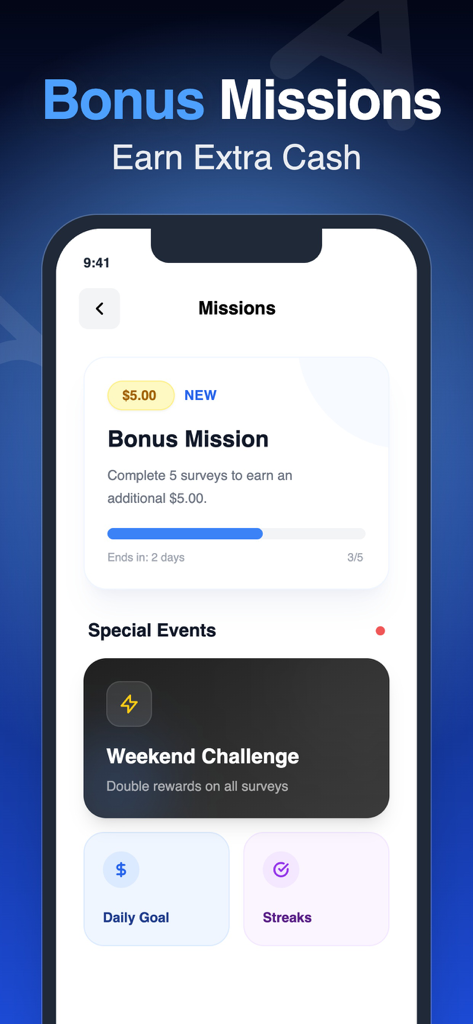 AirPerks: Earn & Save Money - Interface do aplicativo AirPerks exibindo missões de bônus e eventos especiais para ganhar dinheiro extra