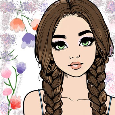 realistic girl with braids