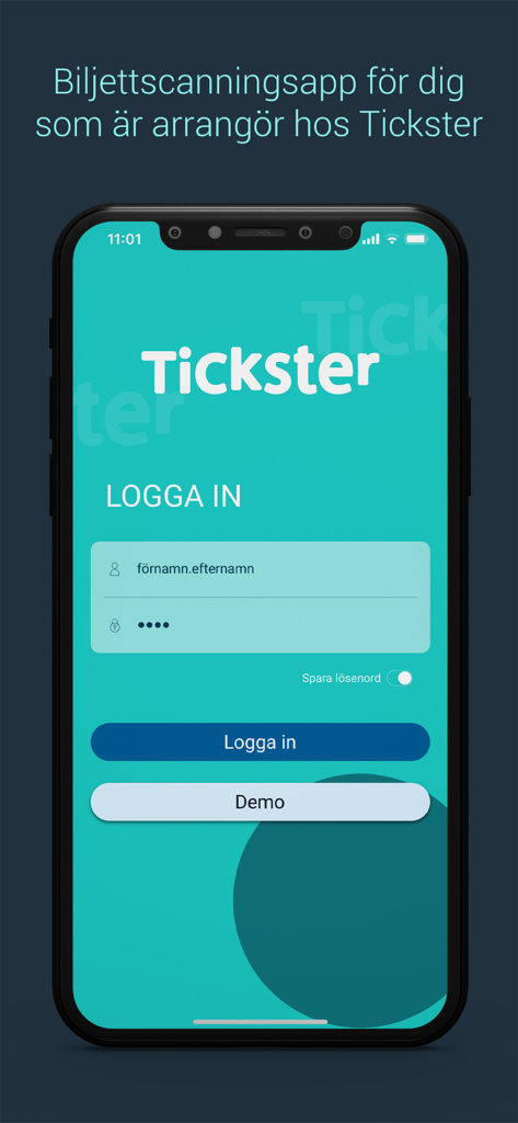 Tickster BoxPoint Mobile - Tickster BoxPoint Mobile login screen for event organizers